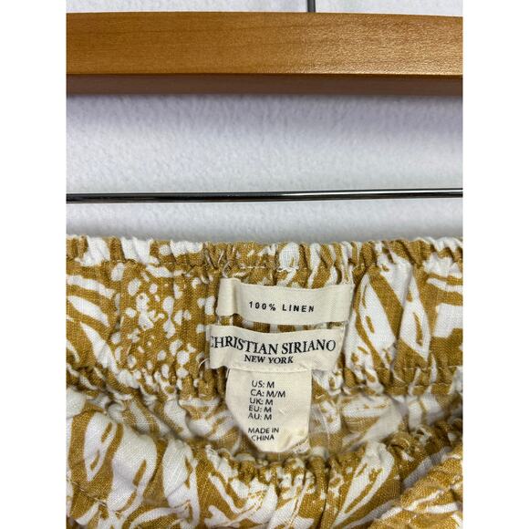 Christian Siriano 100% linen wide leg pants, yellow white botanical size medium - Picture 5 of 8